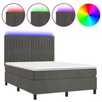 Boxspring met matras en LED fluweel donkergrijs 140x190 cm - thumbnail