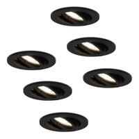 Set van 6 Oslo LED inbouwspot - 5 Watt 400 Lumen - 4000K Neutraal wit - GU10 - Dimbaar - Rond - Kantelbaar - IP20 Stofdicht - Zwart - thumbnail
