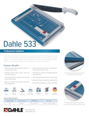 Dahle 533 Snijmachine A4 Aantal paginas A4 80 g/m² (max): 15 vel Aantal paginas A4 70 g/m² (max): 15 vel
