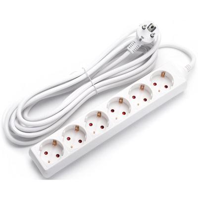 Stekkerdoos met 6 Stopcontacten en 5m Kabel - 3680W - Wit