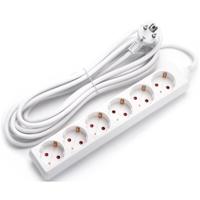 Stekkerdoos met 6 Stopcontacten en 5m Kabel - 3680W - Wit - thumbnail