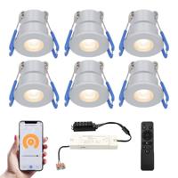 Set van 6 Milano Smart LED Mini Inbouwspots - Veranda spots - 12V 3W 200lm - Dimbaar - Wifi & Bluetooth - 2700K - IP65 waterdicht - RVS - thumbnail