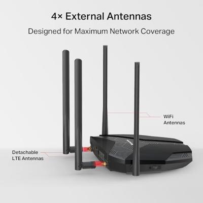 Mercusys MB235-4G LTE 4G router, 4G+ Cat6 tot 300 Mbps, ondersteunt nano-simkaarten, dual-band WLAN AC1200, Gigabit LAN/WAN-aansluitingen, plug en play, EasyMesh