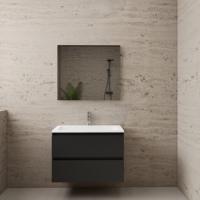 ACTIE BWS Badmeubel | Paris | Mat Zwart 80 cm | Hoogglans Wit Wastafel | 1 Kraangat - thumbnail