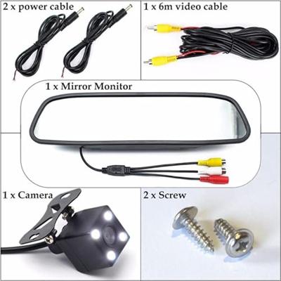 PZ603 auto Video Monitor HD Auto Parking LED Night Vision CCD Reverse Rear View Camera met 4 3 inch auto achteruitkijkspiegel - thumbnail