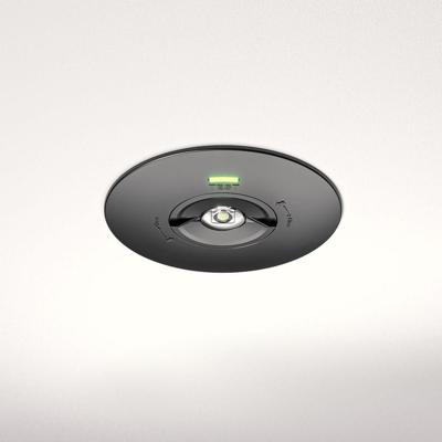 Locus - LED Inbouwspot Noodverlichting Zwart - 2 Watt 300 Lumen - Verwisselbare Lens - IP20 voor binnen - 3 uur noodaccu (3300mAh) - 6500K daglicht wit - Autotest functie