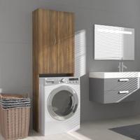 VidaXL Wasmachinekast 64x25,5x190 cm bruin eikenkleur - thumbnail