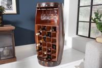 Massief wijnrek BODEGA 97cm koffiebruin grenen vat bartafel voor 24 flessen - 40418 - thumbnail