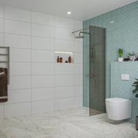 Fortifura Galeria inloopdouche - 50x200cm - rookglas - wandarm - Geborsteld Gunmetal PVD SW797936/SW797907 - thumbnail