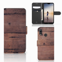 Huawei P20 Lite Book Style Case Old Wood - thumbnail
