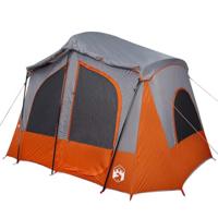 Tent 5-persoons waterdicht grijs en oranje - thumbnail