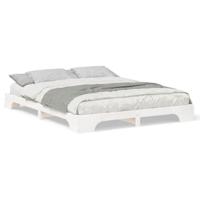 Bedframe met opslag Wit 160 x 220 cm Massief grenenhout - thumbnail