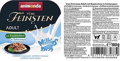 van het fijnste kattenvoer, nat milkiekonijn in roomsaus (32 x 100 g), nat kattenvoer zonder granen en suiker van animonda, met verse, vleselijke ingrediënten