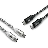 SUBBLIM USB type C-kabel, USB A, snel opladen, 3,0 A, dubbele, gevlochten nylon kabel, 1 m, gegevenssynchronisatie, organizer, zwart/wit, 2 stuks - thumbnail