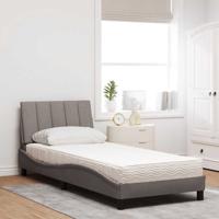 Bed met matras "Hanko" stof taupe 140x200 cm - thumbnail