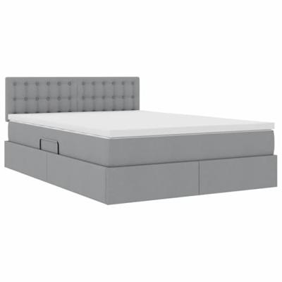 Opbergbed met matras Lichtgrijs 140 x 190 cm Bewerkt hout