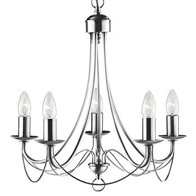 Searchlight KroonluchterMaypole 46cm 5-lichts mat zilver - 6345-5SS