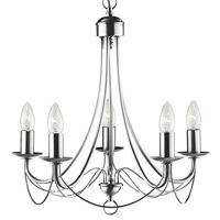 Searchlight KroonluchterMaypole 46cm 5-lichts mat zilver - 6345-5SS - thumbnail