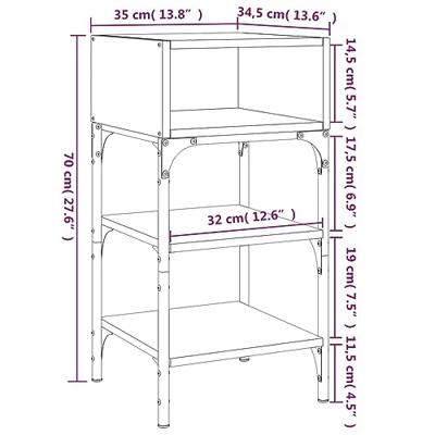 Nachtkastjes 2 st 35x34,5x70 cm bewerkt hout bruin eikenkleur