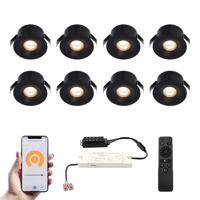 Set van 8 Cadiz Smart LED Mini Inbouwspots - Veranda spots - 12V 3W 200lm - Dimbaar - Wifi & Bluetooth - 2700K - IP44 waterdicht - Zwart - thumbnail