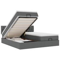 Ottoman bed met matrassen 200x200cm stof donkergrijs - thumbnail