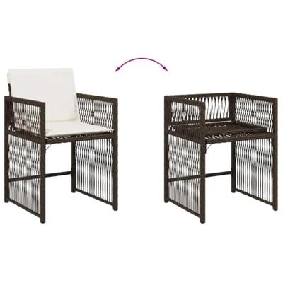 Tuinstoelen 4 st met kussens poly rattan bruin - thumbnail