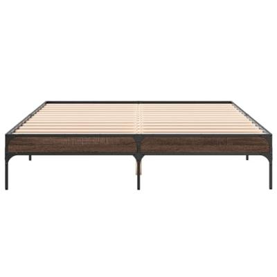 Bedframe bewerkt hout metaal bruin eikenkleur 150x200 cm
