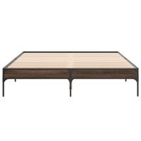 Bedframe bewerkt hout metaal bruin eikenkleur 140x200 cm - thumbnail