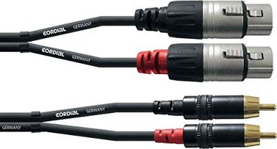 Cordial CFU 3 FC Audio Adapterkabel [2x XLR-bus - 2x Cinch-stekker] 3.00 m Zwart
