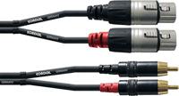 Cordial CFU 3 FC Audio Adapterkabel [2x XLR-bus - 2x Cinch-stekker] 3.00 m Zwart - thumbnail