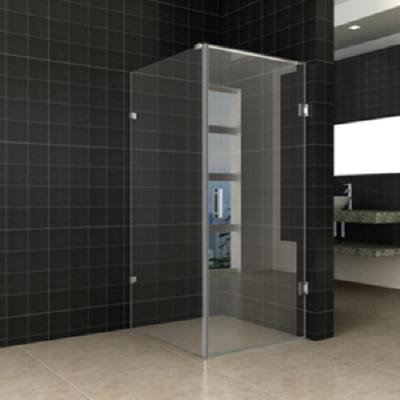 Douchecabine Wiesbaden Profielloos met Nisdeur en Vaste Wand 70x90 cm 8mm Nano Coating Chroom