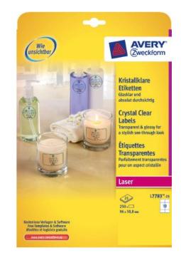 Etiket Avery L7783-25 96x50.8mm transparant 250 etiketten