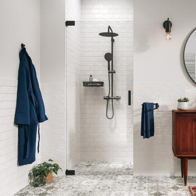 Draaideur In Nis Sealskin Pure 100x200 cm Helder Glas Antikalk Mat Zwart Draaideur In Nis Sealskin Pure 100x200 cm Helder Glas Antikalk Mat Zwart