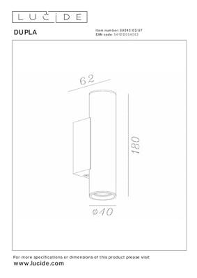 Lucide DUPLA - Wandspot / Wandlamp - 2xGU10 (MR11) - Koffie
