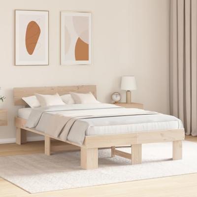 Bedframe met hoofdeinde Bruin 120 x 190 cm Massief grenenhout