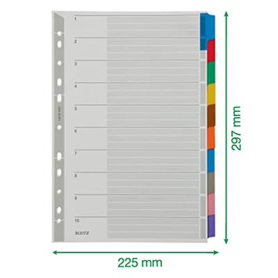 Leitz 4321 Register DIN A4 blanco Karton (dun) Grijs 10 tabbladen 43210000