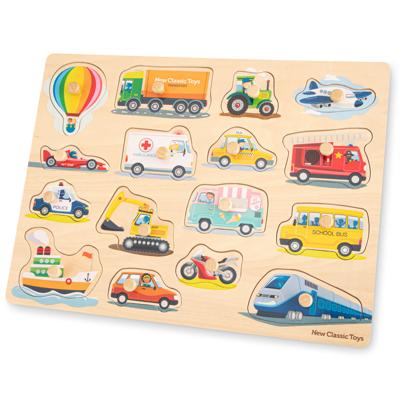 New Classic Toys Peg Puzzle Transport vormenpuzzel 16 stukjes New Classic Toys Peg Puzzle Transport vormenpuzzel 16 stukjes