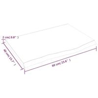 Wastafelblad 60x40x2 cm onbehandeld massief hout - thumbnail