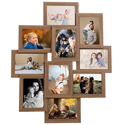 VidaXL Fotolijst voor 10x(13x18 cm) foto mdf lichtbruin