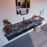 MONDIAZ ALAN-DLUX 200cm planchet Lava. Vrijhangende wastafel CLOUD midden 1 kraangat, kleur Lava. - thumbnail