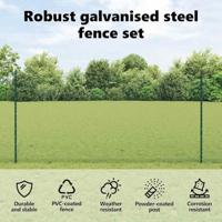 VidaXL Hek met paal groen 1,2 x 10 m staal en pvc - thumbnail
