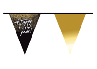 Vlaggenlijn Happy New Year Zwart/Goud (10m) - thumbnail