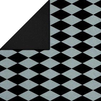 Cadeaupapier - Geschenkpapier - Silver daimond in black ribbed 30 cm