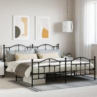 Bedframe met hoofd- en voeteneinde metaal zwart 200x200 cm - thumbnail