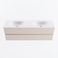 MONDIAZ VICA 150cm badmeubel onderkast Linen 2 lades. Wastafel MOON dubbel zonder kraangat, kleur Talc. - thumbnail