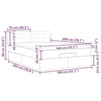 Ottoman bed met matras 140x200cm fluweel donkergrijs - thumbnail