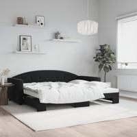 Slaapbank met onderschuifbed 90x200 cm fluweel zwart - thumbnail