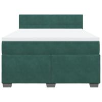 Boxspring met matras fluweel donkergroen 140x200 cm - thumbnail