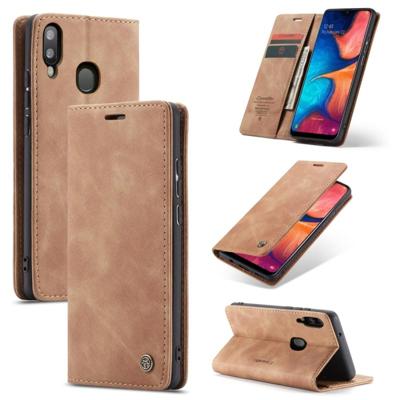 CaseMe-013 multi-functionele retro Frosted horizontale Flip lederen draagtas met kaartsleuf & houder & portemonnee voor Galaxy A20e (bruin)
