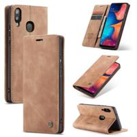CaseMe-013 multi-functionele retro Frosted horizontale Flip lederen draagtas met kaartsleuf & houder & portemonnee voor Galaxy A20e (bruin) - thumbnail